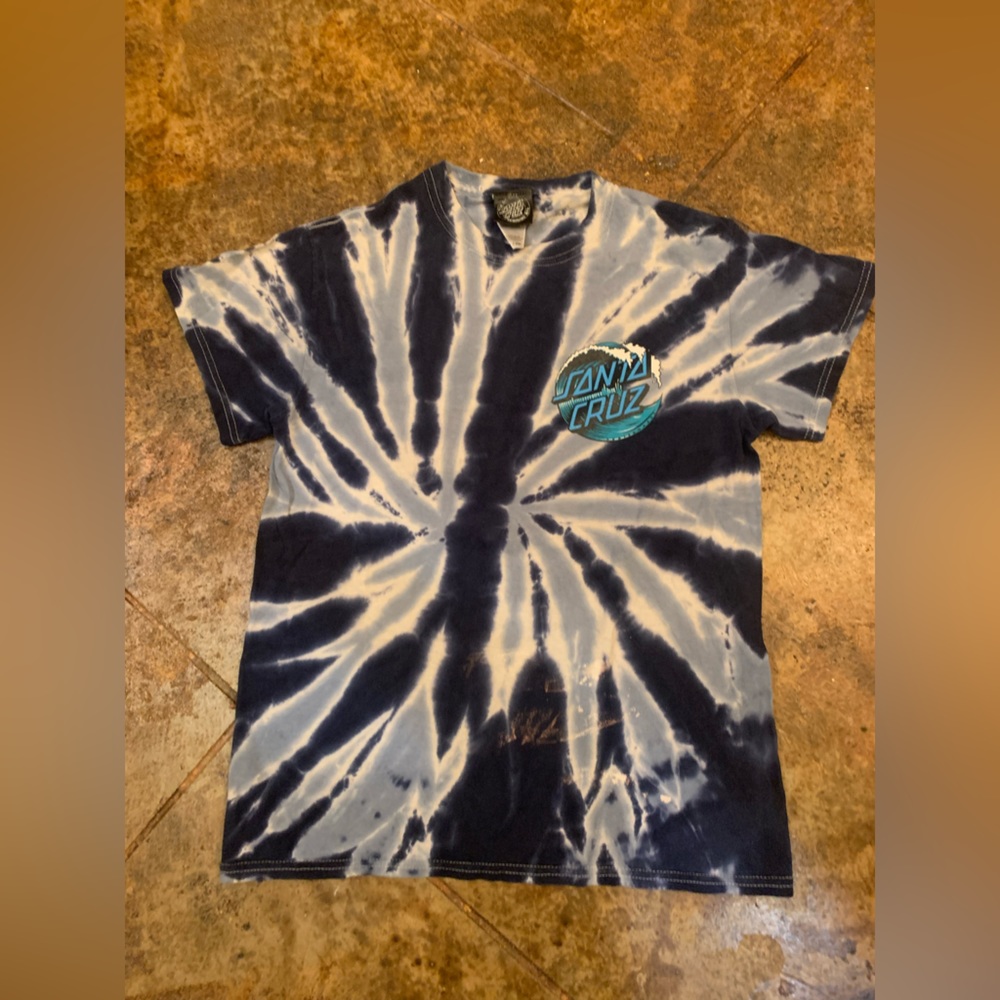 Santa Cruz Wave Dot Youth Small tie dye- unique dark and light blue and white